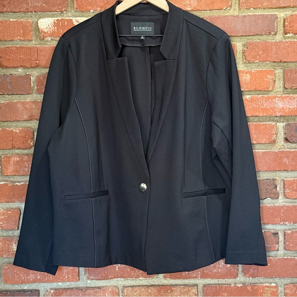 Eloquii The Ultimate Stretch One Button Blazer black ponte suit jacket classic